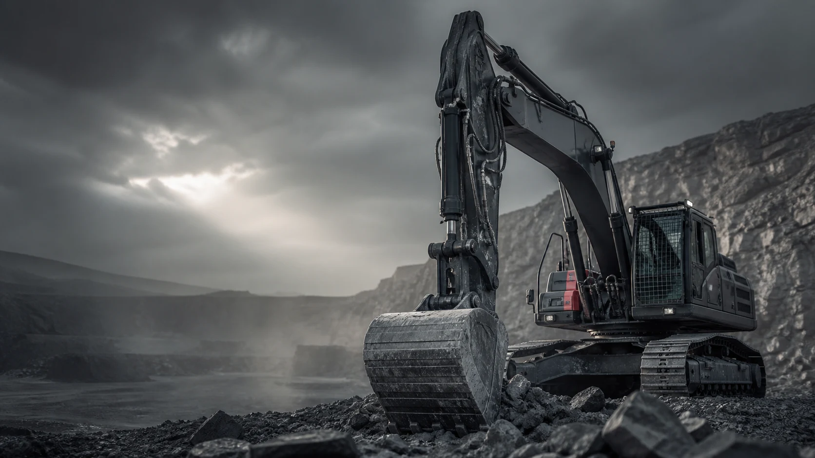 Heavy equipment working in a quarry