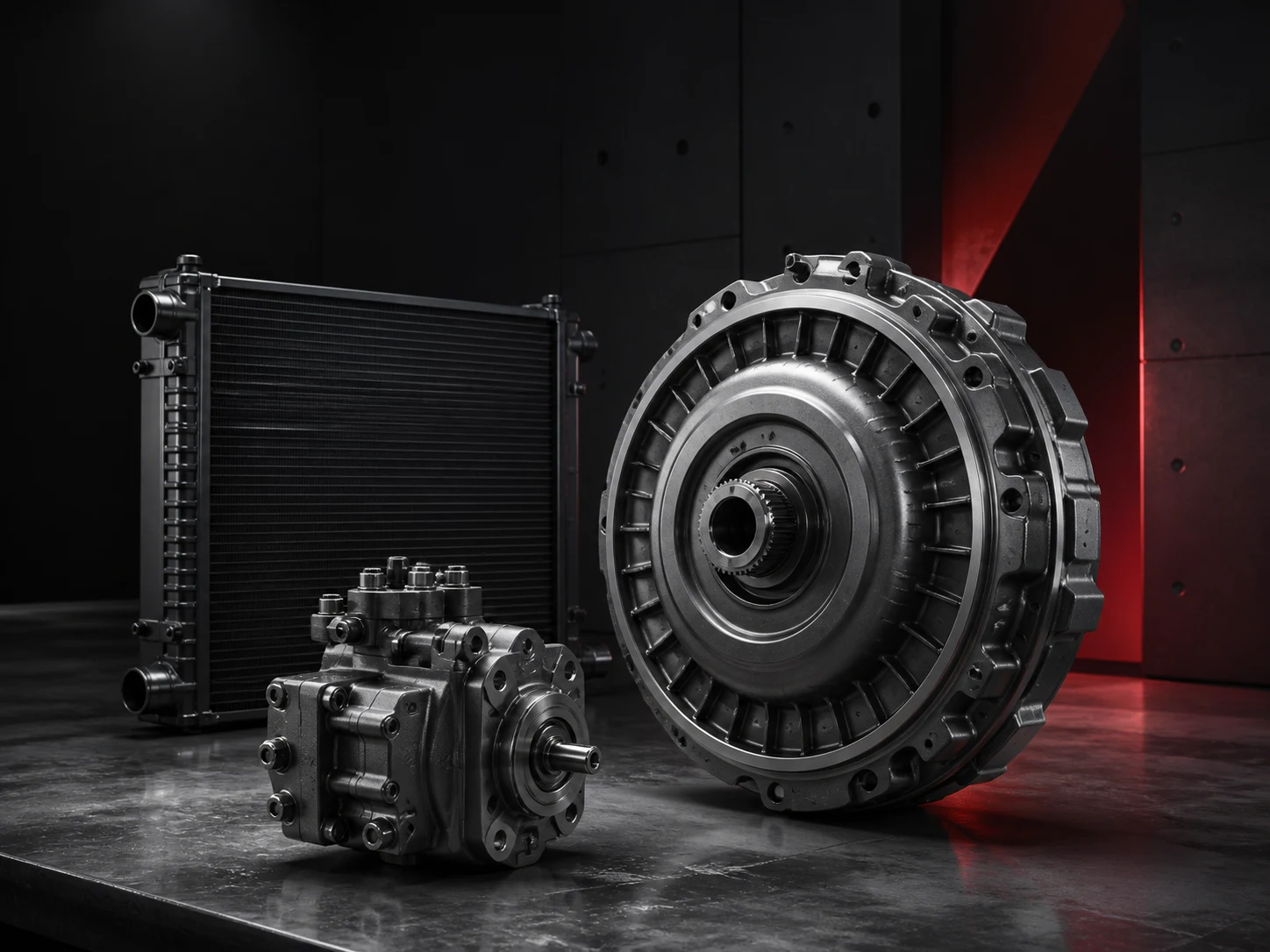 Heavy equipment components ready for technical verification